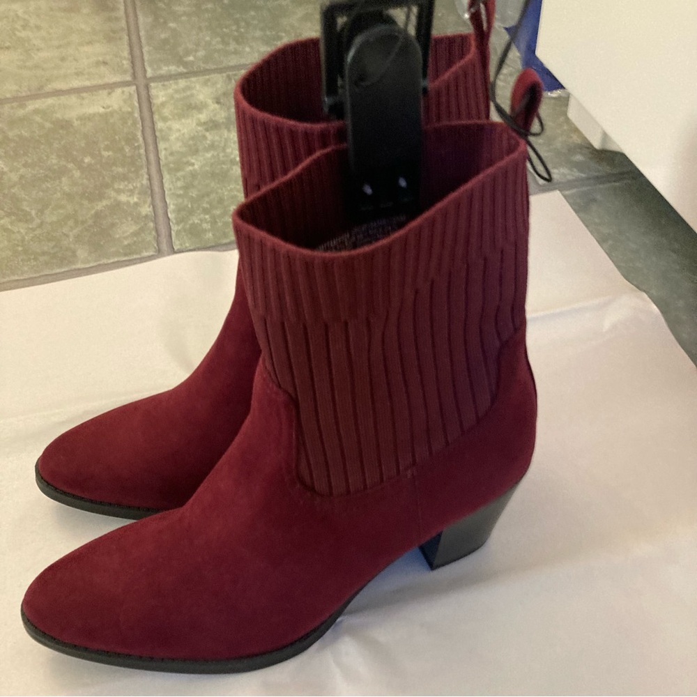 NWT Burgundy Microsuede Boots - Picture 6 of 14